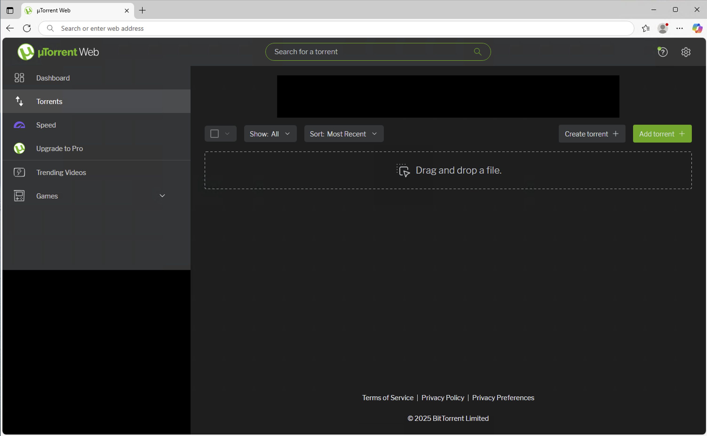 Default uTorrent Web appearance