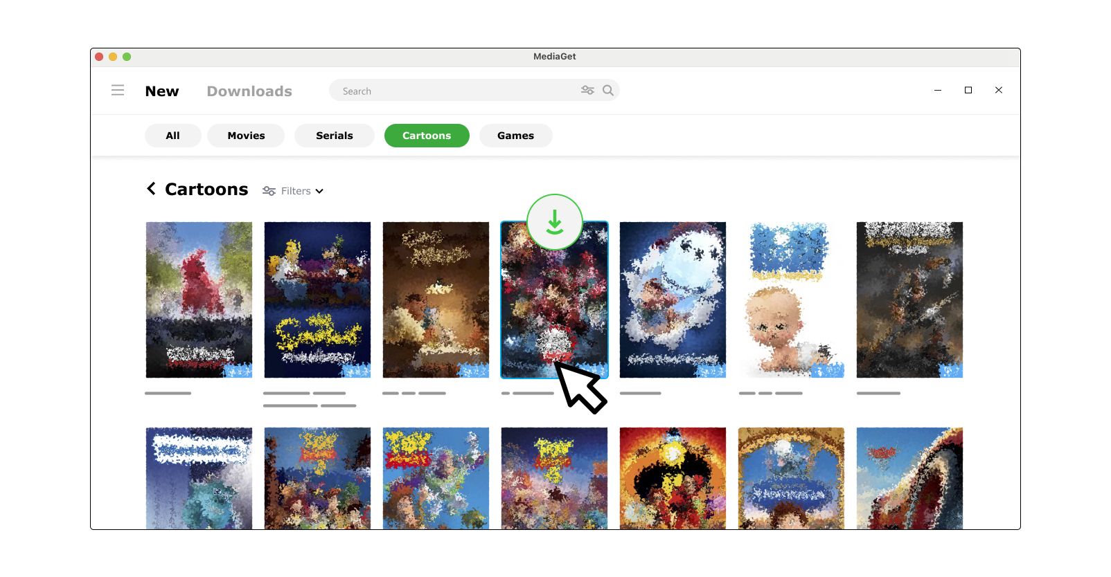 Built-in search for content in MediaGet