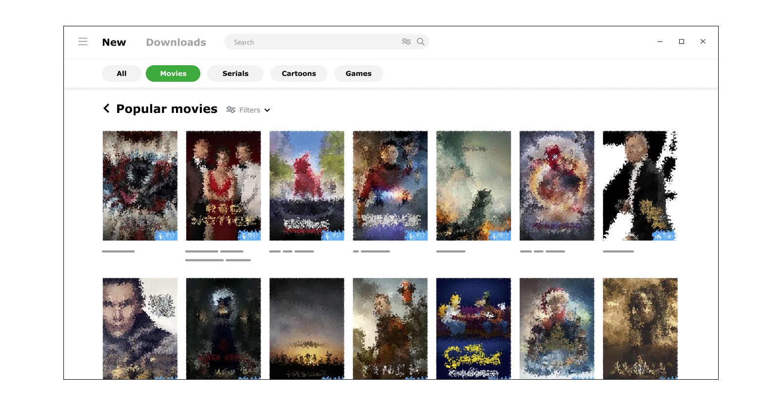 Built-in results with posters in MediaGet