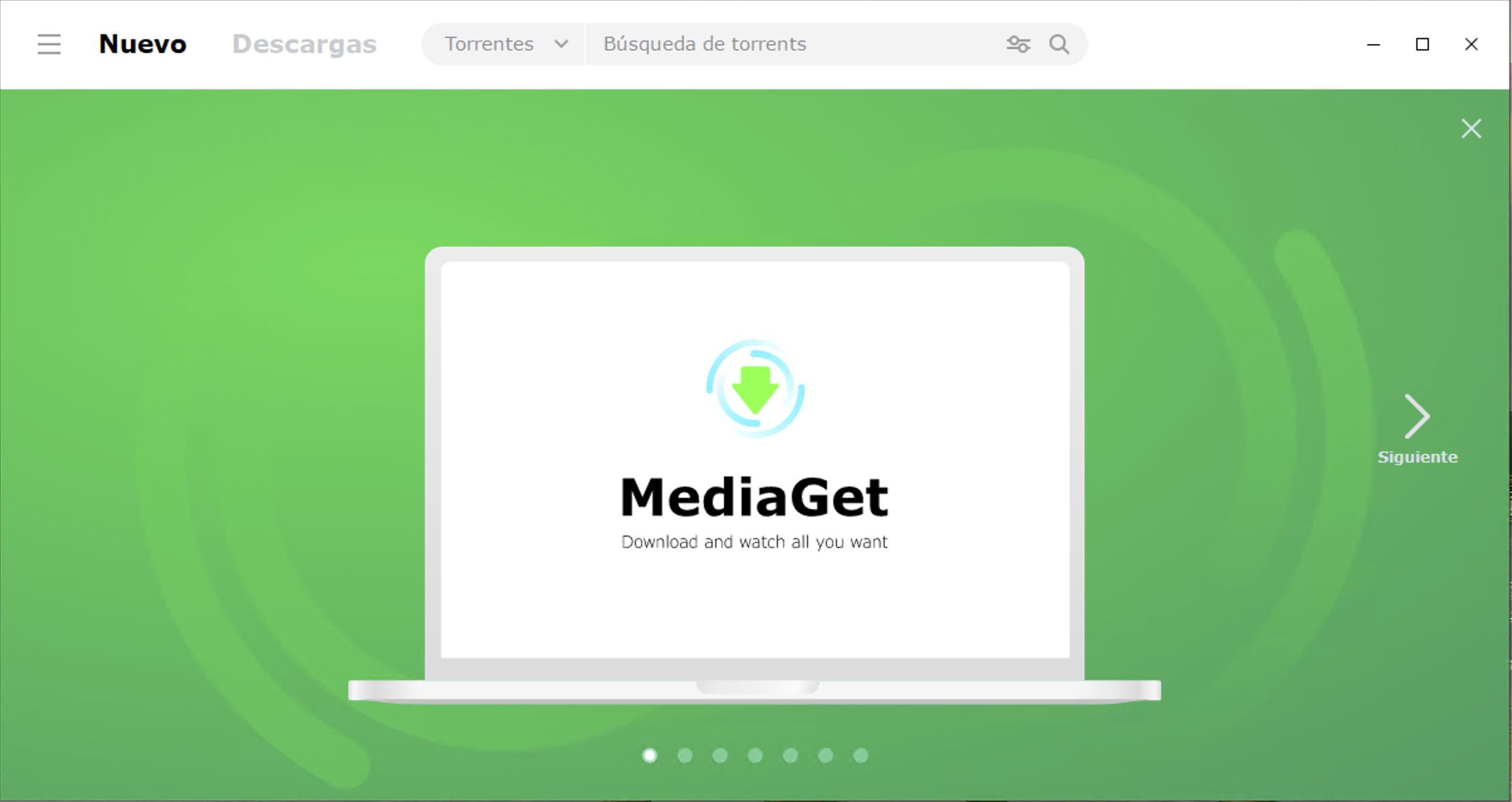 Pantalla principal de MediaGet