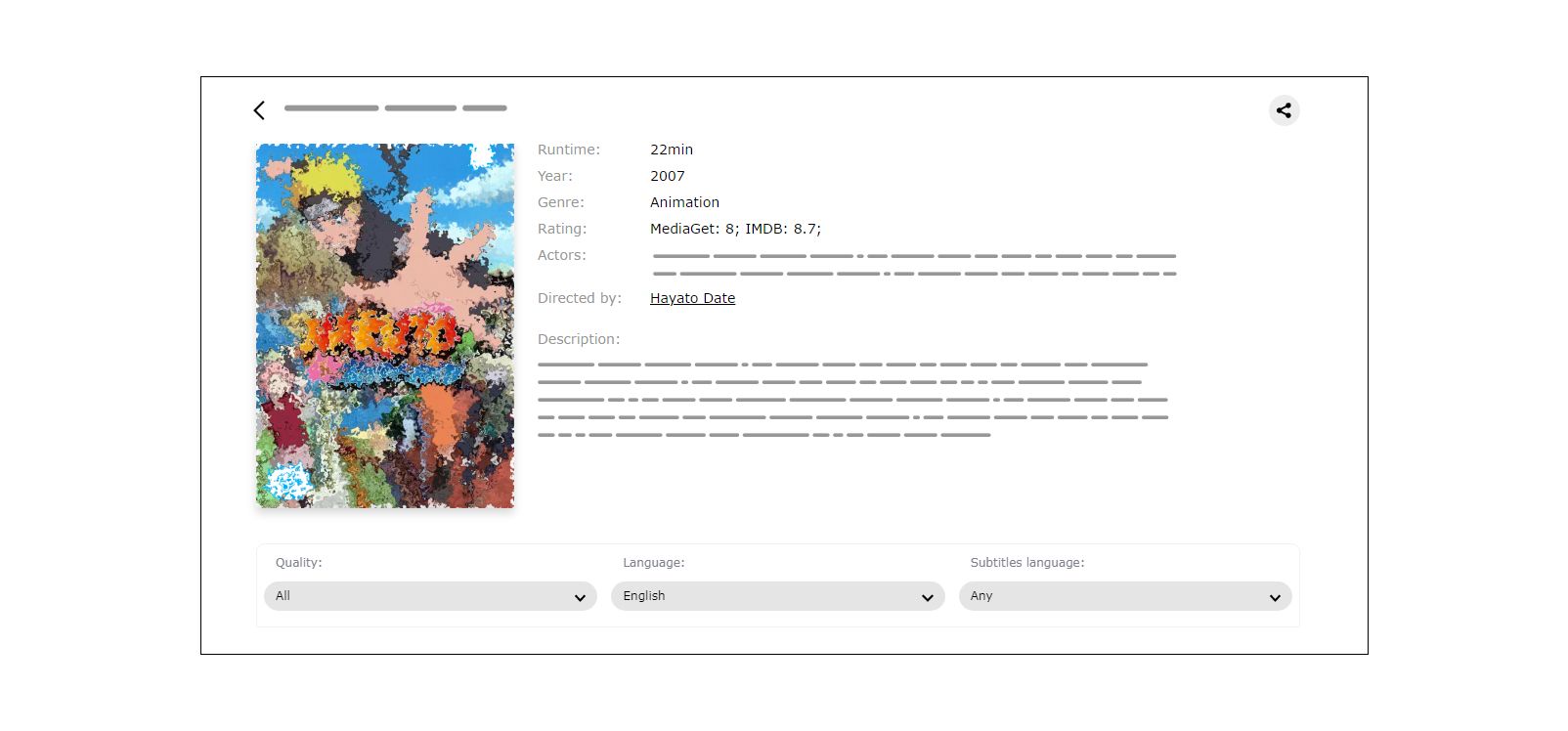 Built-in catalogue with cartoons in Mediaget