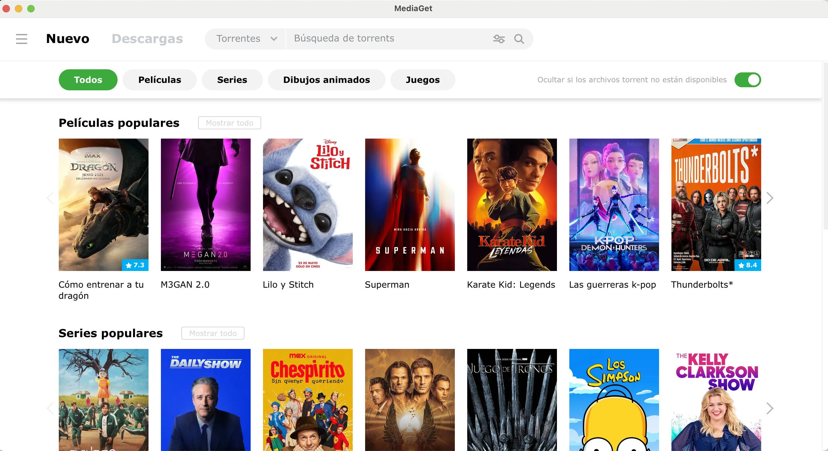 MediaGet con películas listas para descargar en un solo clic